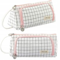 Piórnik Komorowy duży Saszetka Kosmetyczka 3W1 w kratę