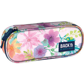 Piórnik saszetka, dla dziewczynki, BackUp, kwiaty, różowy - BackUp