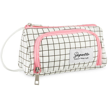 Piórnik saszetka, dla dziewczynki, Zagatto, kratka, biały - Zagatto