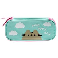 Piórnik saszetka, Pusheen, romby, zielono-różowy kot