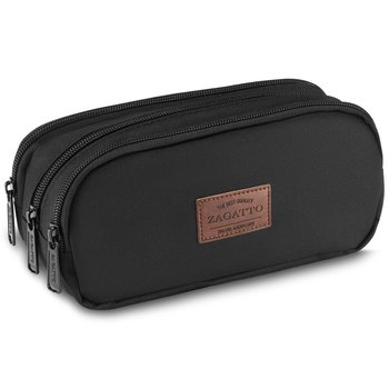 Piórnik szkolny duży trzykomorowy saszetka do szkoły czarny pojemny ZAGATTO ZG874 - Zagatto
