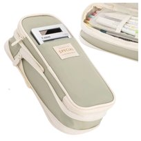 Piórnik szkolny na przybory piórnik biurowy Rozkładany dużo kieszonek Kolor Matcha Oliwka Kosmetyczka Saszetka