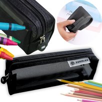 Piórnik Szkolny Przezroczysty Saszetka Do Szkoły Młodzieżowy Siatka Czarny