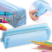 Piórnik Szkolny Przezroczysty Saszetka Do Szkoły Młodzieżowy Siatka Niebieski