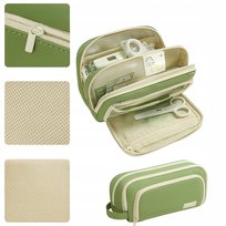 PIÓRNIK SZKOLNY ZIELONY TRZYKOMOROWY DUŻY SASZETKA NA PRZYBORY SZKOLNE