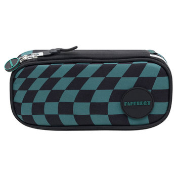 Piórnik Usztywniany, Square It!, Zniekształcona Szachownica, Czarno-Zielony - Paperdot