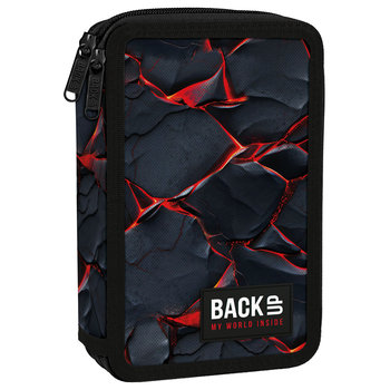 Piórnik z wyposażeniem dwukomorowy dla chłopca BackUp BLAZE czarno - czerwony - BackUp