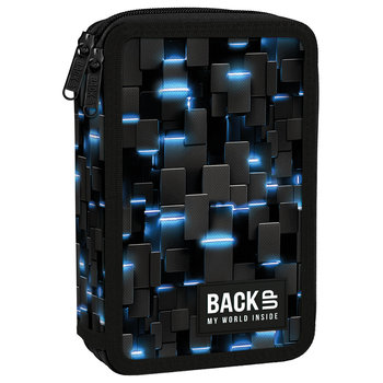 Piórnik z wyposażeniem dwukomorowy dla chłopca BackUp bytewave grafitowy - BackUp