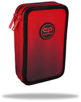 Piórnik z wyposażeniem dwukomorowy dla chłopca CoolPack Jumper 2 Gradient Cranberry kropki czerwony, 35 elemantów CoolPack