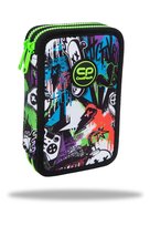 Piórnik z wyposażeniem dwukomorowy dla chłopca CoolPack Jumper 2 Peek A Boo Czarny, 35 szt. CoolPack