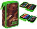 Piórnik z wyposażeniem dwukomorowy dla dzieci, CoolPack, Minecraft, brązowy - CoolPack