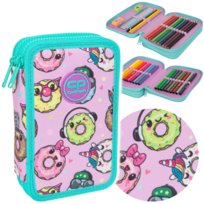 Piórnik z wyposażeniem dwukomorowy dla dziewczynki, CoolPack, happy donuts, różowy CoolPack