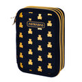 Piórnik z wyposażeniem dwukomorowy dla dziewczynki, Golden Teddy AC31 ASTRABAG, miś, czarny - ASTRABAG