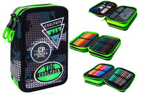 Piórnik z wyposażeniem dwukomorowy dla dziewczynki, Jumper 3 B67150 CoolPack, abstrakcja, czarny CoolPack