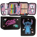 Piórnik z wyposażeniem jednokomorowy dla dzieci, Paso, Lilo i Stitch, czarny - Paso