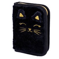 Piórnik z wyposażeniem jednokomorowy dla dziewczynki Astrabag FLUFFY KITTY BLACK kot czarny, 22 elementy ASTRABAG