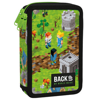Piórnik z wyposażeniem trzykomorowy dla chłopca BackUp game gaming zielony - BackUp