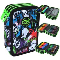 Piórnik z wyposażeniem trzykomorowy dla chłopca CoolPack Jumper 3 Akuku gaming, 47 szt. CoolPack
