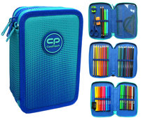 Piórnik z wyposażeniem trzykomorowy dla chłopca CoolPack Jumper 3 Gradient Ocean jasnoniebieski, 46 elementów CoolPack