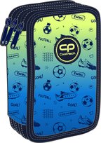 Piórnik z wyposażeniem trzykomorowy dla chłopca CoolPack Jumper 3 piłka nożna niebieski, 46 elementów CoolPack