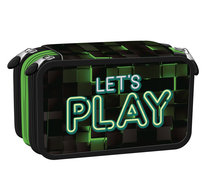 Piórnik z wyposażeniem trzykomorowy dla chłopca, St.Right, gaming, czarny