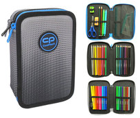 Piórnik z wyposażeniem trzykomorowy dla dzieci CoolPack Jumper 3 Gradient Grey szary, 46 elementów CoolPack