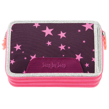 Piórnik z wyposażeniem trzykomorowy dla dziewczynki Coocazoo unicorn nuala gwiazdki różowy - Coocazoo