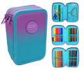 Piórnik z wyposażeniem trzykomorowy dla dziewczynki, CoolPack Jumper 3 Gradient Blueberry E67505 - CoolPack