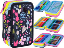 Piórnik z wyposażeniem trzykomorowy dla dziewczynki CoolPack Jumper 3 motyl granatowy CoolPack