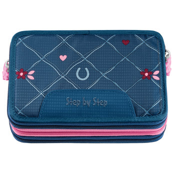 Piórnik z wyposażeniem trzykomorowy dla dziewczynki Step by Step Horse Lima niebieski - Step by Step