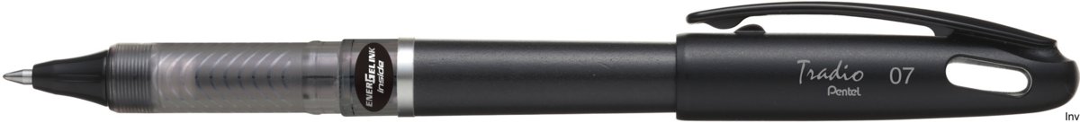 Pentel EnerGel TRadio Fluo Stift, 0,7 Mm, Schwarze Tinte, Gelber Schaft – 12 Stück Set, Nachfüllbar