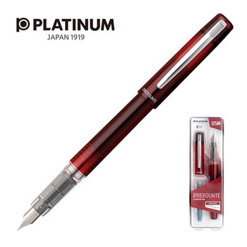 pióro wieczne platinum prefounte crimson red, m, w plastikowym opakowaniu, na blistrze, bordowe - PLATINUM