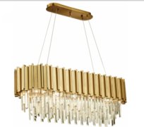 Pipe Organ Brass Variant - Long Chandelier - żyrandol kryształowy podłużny 80cm