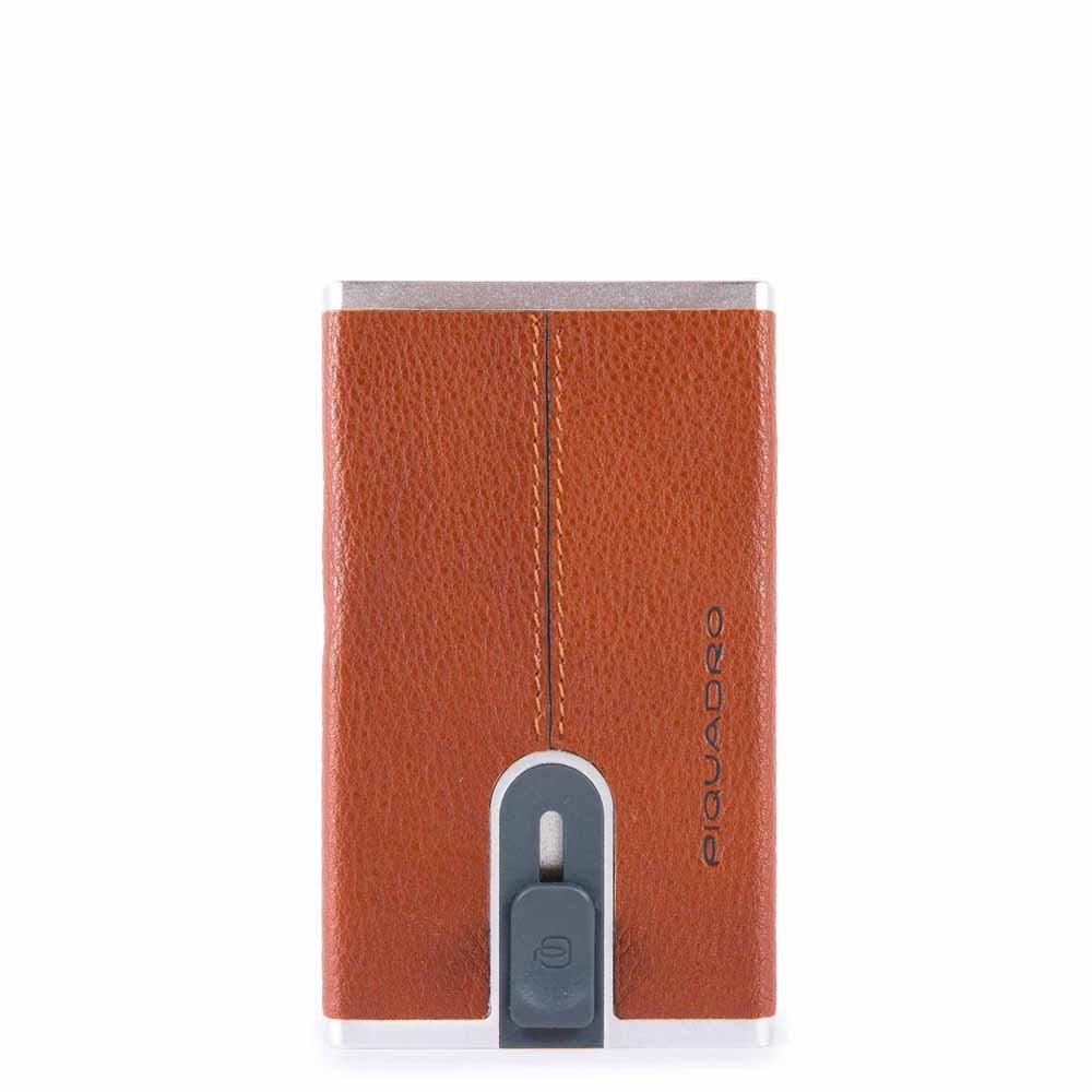 Inny producent Piquadro, Piquadro, Leather Card Holder, Square Sliding System, Arancio, Unisex