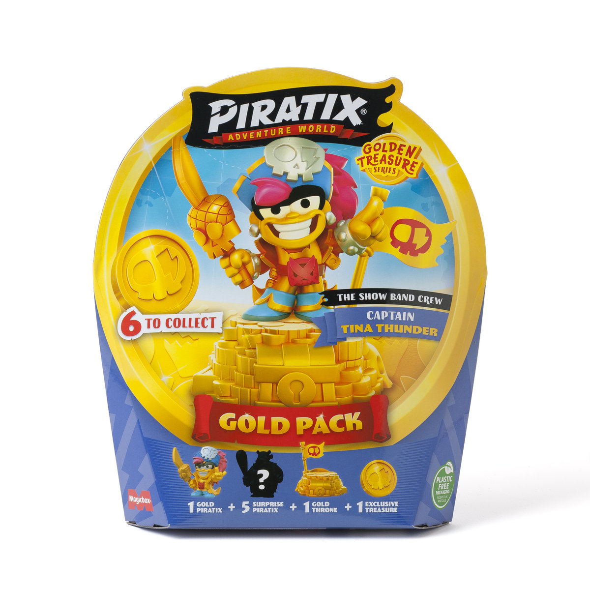 PIRATIX Serie Golden Treasure - Gold Pack The Seaside Crew: 5 Personaggi + Capitano Dorato Deep Water E Accessori