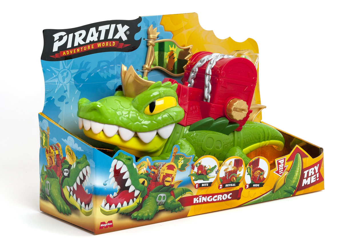 PIRATIX, Golden Treasure - Adventure Pack Serie. Elke doos heeft verrassing, 2 vlaggen, kanon, projectiel, 2 Pyratix verrassing, 2 accessoires en exclusieve schat