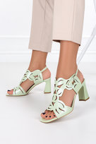 Pistacjowe sandały skórzane ażurowe na słupku PRODUKT POLSKI Casu 2506-39