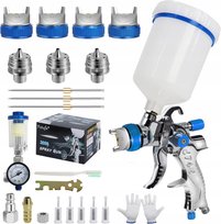 Pistolet lakierniczy HVLP 4 dysze 600ml reduktor odwadniacz zestaw