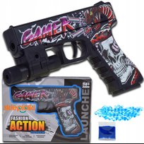 PISTOLET MANUAL GLOCK NA MIĘKKIE KULKI ŻELOWE BEZPIECZNY DLA DZIECI ZABAWKA