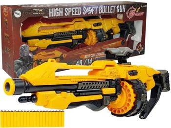 Pistolet Na Baterie Piankowe Naboje 82 cm Obrotowy Magazynek Żółty - Lean Toys