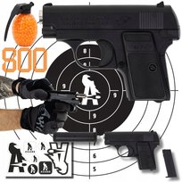 Pistolet na kulki 6mm ASG imitacja broni ASGARD Guns + 800 kulek | realistyczna replika sprężynowa | Hop-Up dla lepszej celności | tłumik, magazynek, tarcza strzelecka i wlepki | ABS, energia ~1,2 J, zasięg do 20 m |  | idealny do treningu i rekreacji | Pomysł na prezent dla dziecka