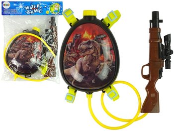 Pistolet Na Wodę Brązowy Magazynek W Plecaku Szelki Dinozaury Czerwony - Lean Toys