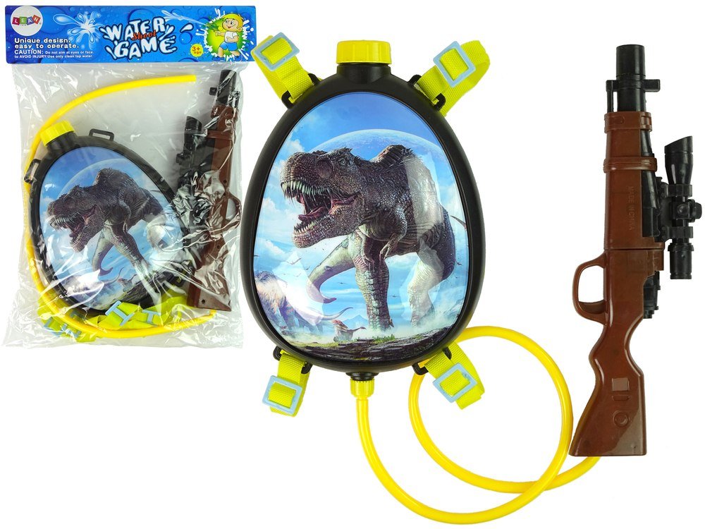 Zdjęcia - Broń zabawkowa LEAN Toys Pistolet Na Wodę Brązowy Magazynek W Plecaku Szelki Dinozaury Niebieski 