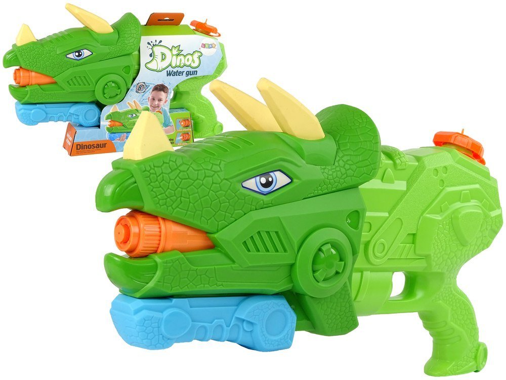 Zdjęcia - Broń zabawkowa LEAN Toys Pistolet Na Wodę Dinosaur Triceratops 1330 ml Zielony Zasięg 8 m 