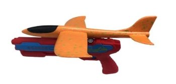 Pistolet wyrzutnia samolotów automat czerwono-pomarańczowy - ikonka