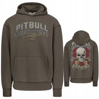 PITBULL WEST COAST MĘSKA BLUZA Z KAPTUREM SANTA MUERTE CIEMNO OLIWKOWA S PITBULL