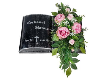 PIWONIE różowe KSIĄŻKA Kochanej Mamie (2050.11) KSIĘGA Kompozycja stroik na grób cmentarz - Marko604