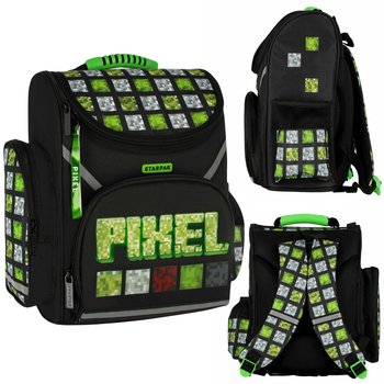 Pixel Game Czarno-zielony plecak szkolny dla chłopca, tornister 37x32x20cm - Starpak