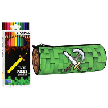 Pixel Game Zestaw przyborów szkolnych dla chłopca: piórnik tuba + kredki ołówkowe Uniwersalny - Starpak