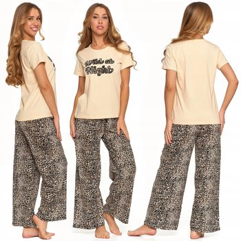 Piżama Damska Bawełna Szerokie Spodnie Dzwony Panterka Krótki Rękaw M MORAJ - Moraj